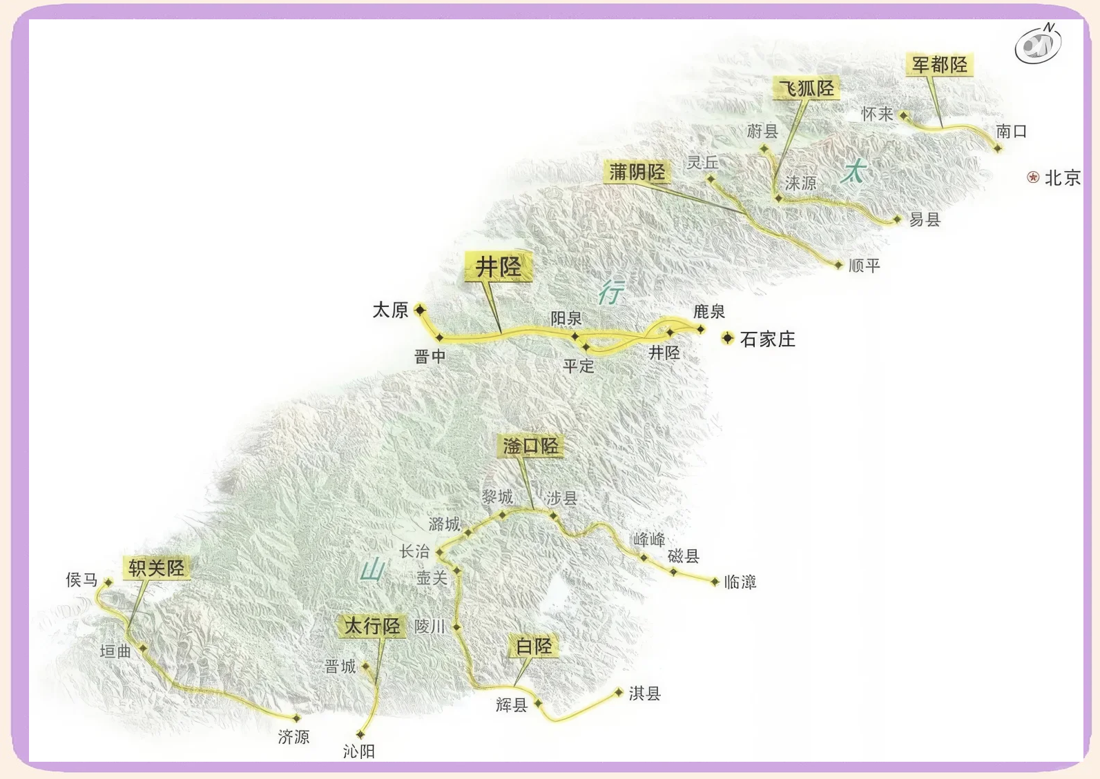 吕梁山脉与太行山脉分布图