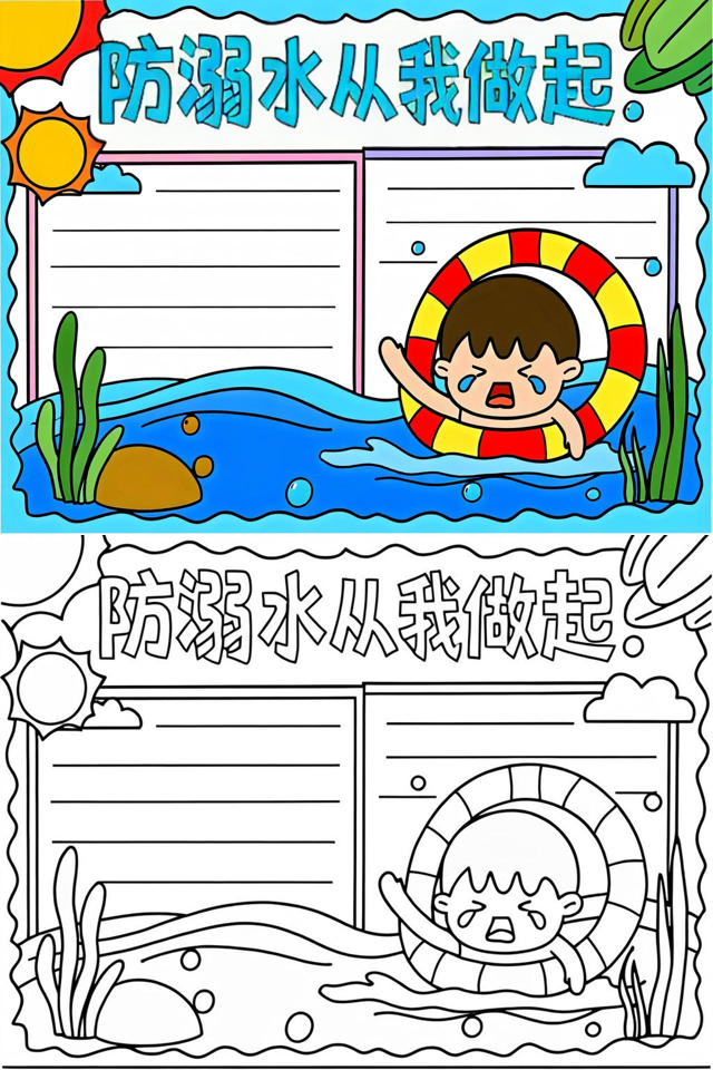 水怎么画防溺水手抄报教程
