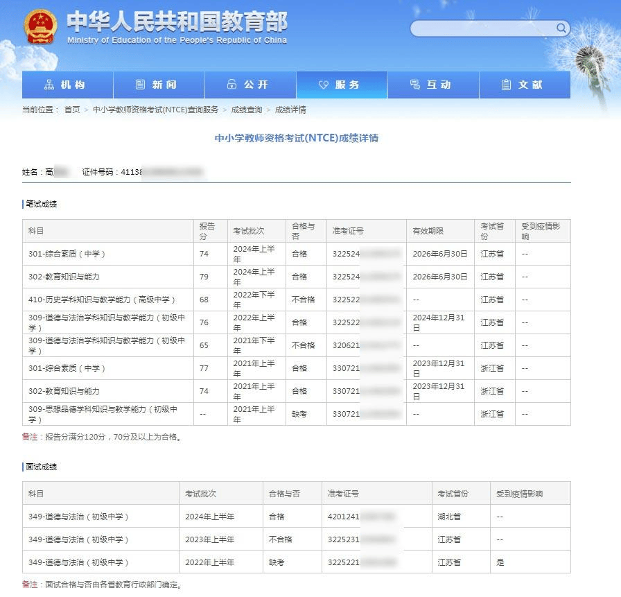 教师资格证成绩保留几年